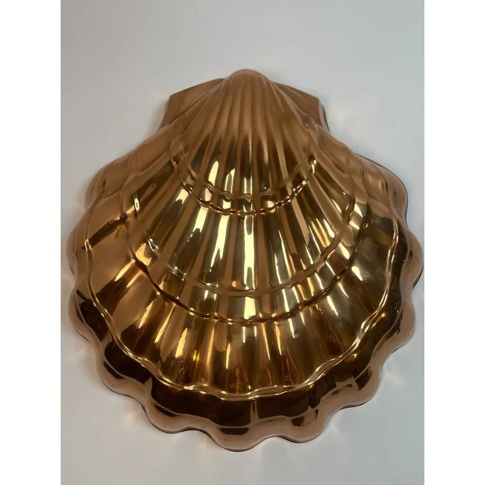 Vintage Copper Shell Mold Or Wall Decor 12” Tin Lined - Has Wall Hanging Hook